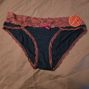 Women's Lace Trim Panties - Blue and Pink